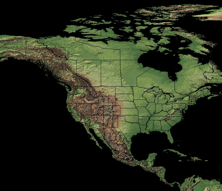 terrain map of US